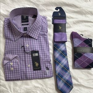 U.S. Polo Assn. Purple Plaid Dress Shirt Long-Sleeved